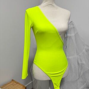 Neon Yellow One-Shoulder Bodysuit